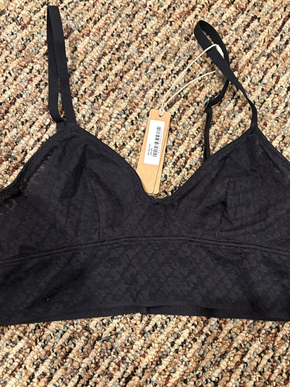 SKIMS Black Lace Bralette with Adjustable Straps -l